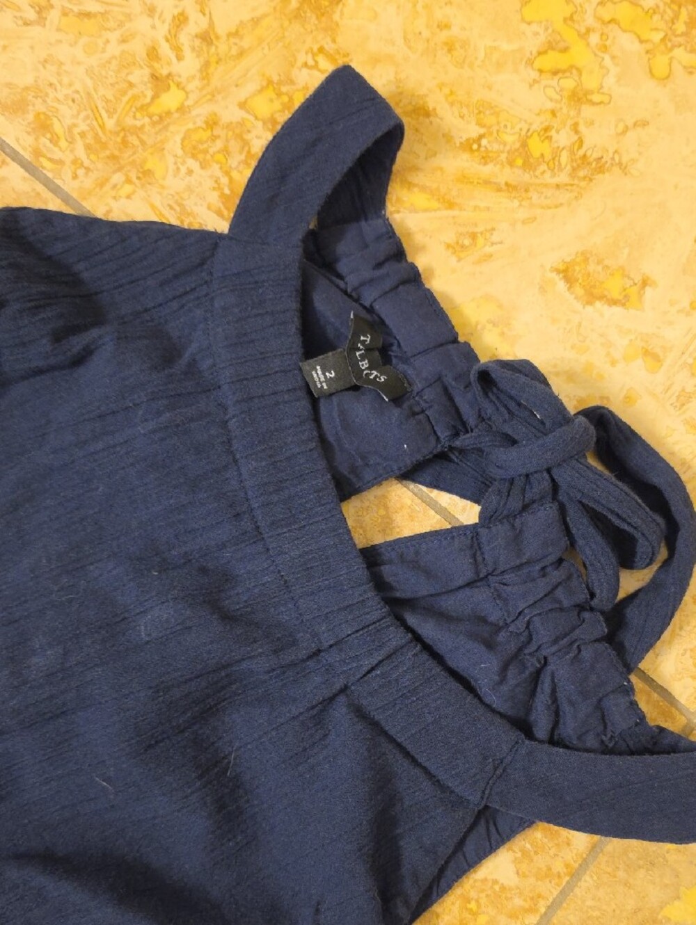 Talbots Navy Blue Tiered Maxi Dress Cotton Gauze Sleeveless Boho - Picture 4 of 7